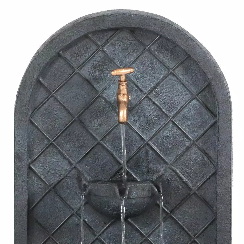 Sunnydaze Decor Messina Resin Outdoor Wall Fountain, Lead Finish Electric Water Feature