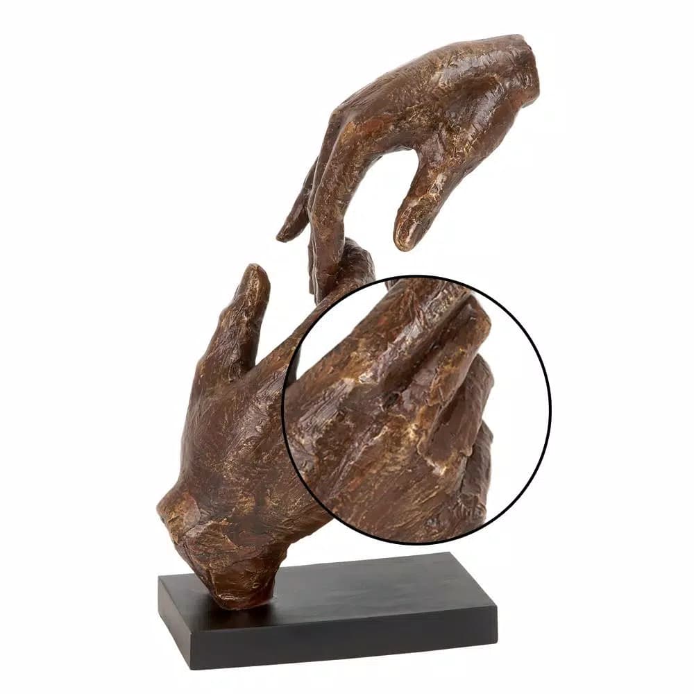 LITTON LANE The Connecting Hands Decorative Figurine - 12 in. Polystone Sculpture with Tarnished Bronze Finish