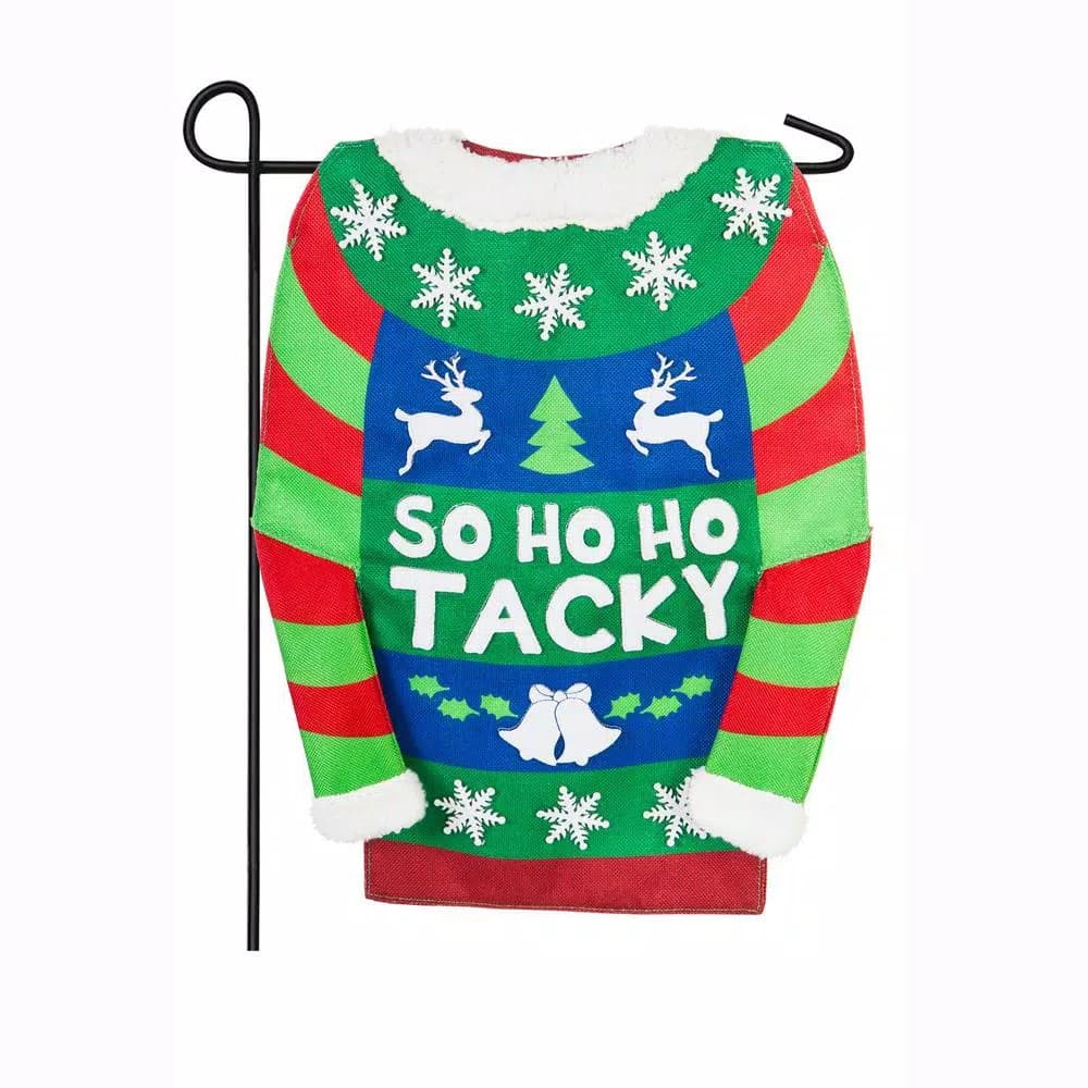 Evergreen Tacky Holiday Ugly Christmas Sweater Garden Flag, 18 x 12.5 in.
