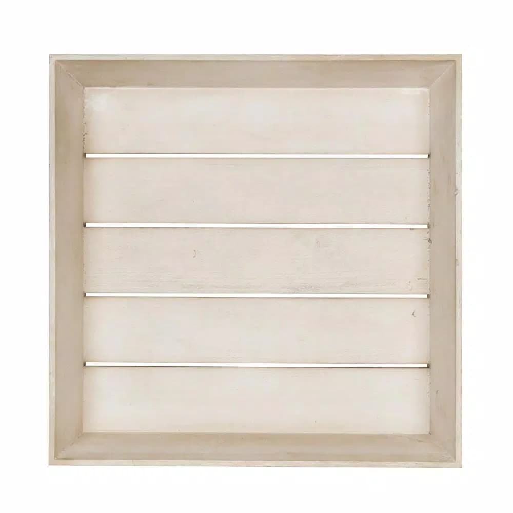 Kate and Laurel Woodmont White Decorative Wood Tray - Large Square Rustic Farmhouse Accent