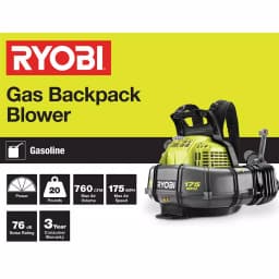 RYOBI 38cc Gas Backpack Leaf Blower, 760 CFM, 175 MPH, 2-Cycle thumbnail 5