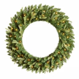 Home Accents Holiday 30 in. Mayfield Pre-Lit LED Artificial Balsam Fir Christmas Wreath with 35 Warm White Micro Dot Lights thumbnail 1