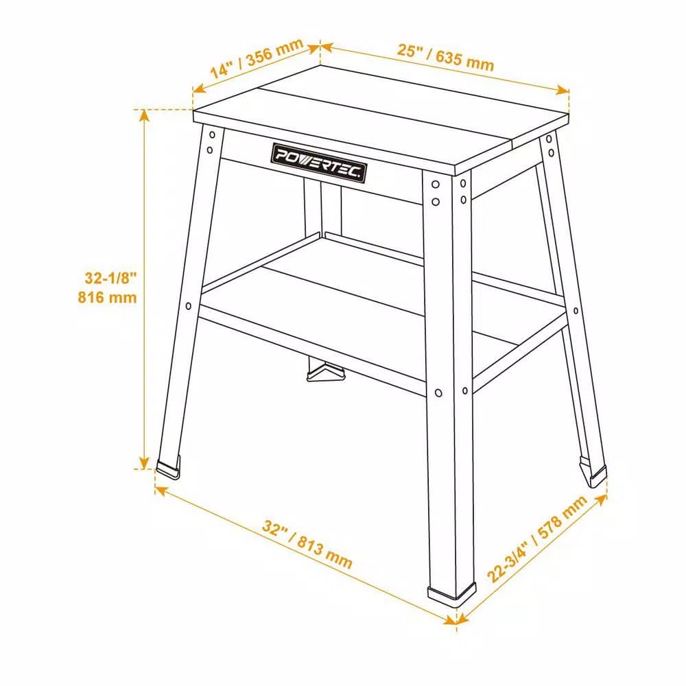 POWERTEC UT1002 Universal Heavy-Duty Tool Stand with Expandable MDF Split Top