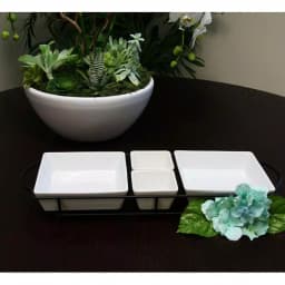 Gibson Gracious Dining 5-Piece White Porcelain Serving Set with Metal Rack thumbnail 4