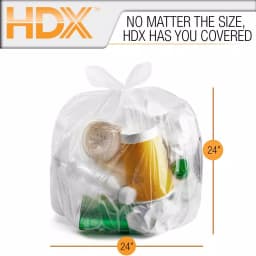 HDX 10 Gallon Clear Waste Liner Trash Bags, 0.31 Mil High-Density Polyethylene, 250 Count thumbnail 3
