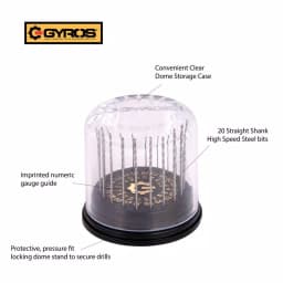 Gyros High Speed Steel Wire Gauge Drill Bit Dome Set, #61 - #80, 20-Piece thumbnail 2