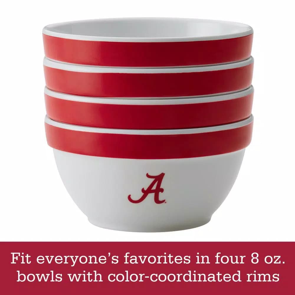 College Kitchen Collection Alabama Crimson Tide 4-Piece Party Bowl Set, Crimson Red