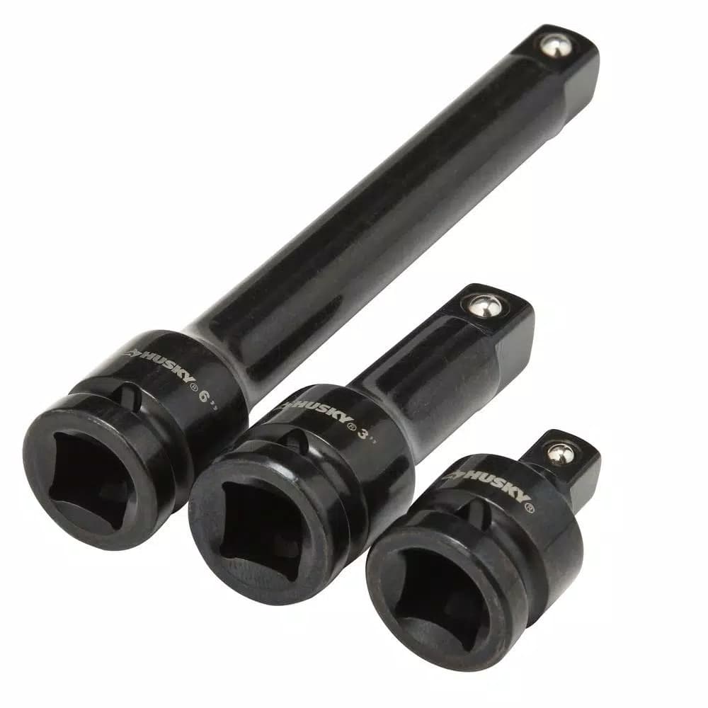 Husky 3-Piece Impact Accessory Set, 1/2 in. Drive Extensions and Adapter