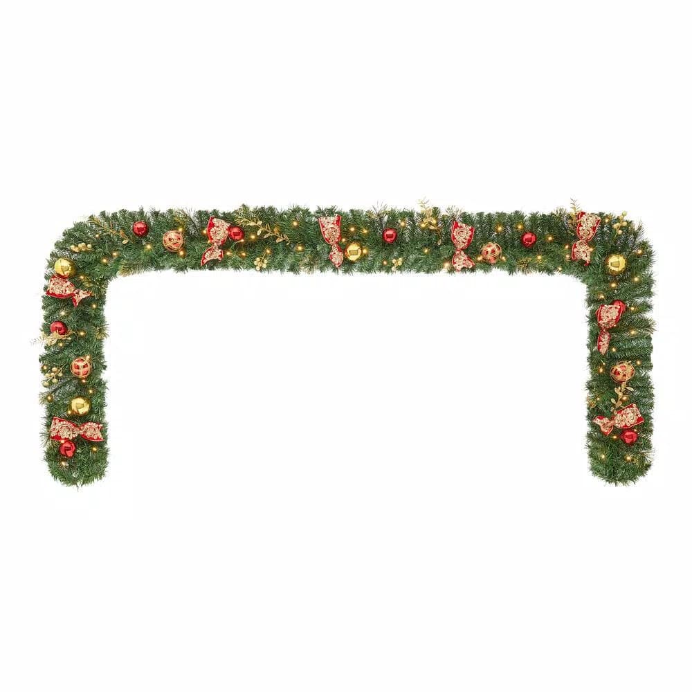 Home Accents Holiday Royal Easton 12 ft. Pre-Lit Artificial Christmas Garland with 70 Warm White LED Lights