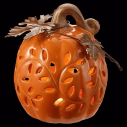 National Tree Company 6 in. Lighted Ceramic Pumpkin Decor with Warm White LED Lights thumbnail 1