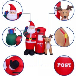 JOYDECOR 6 ft. Santa Claus with Postbox and Reindeer Christmas Inflatable with LED Lights thumbnail 6