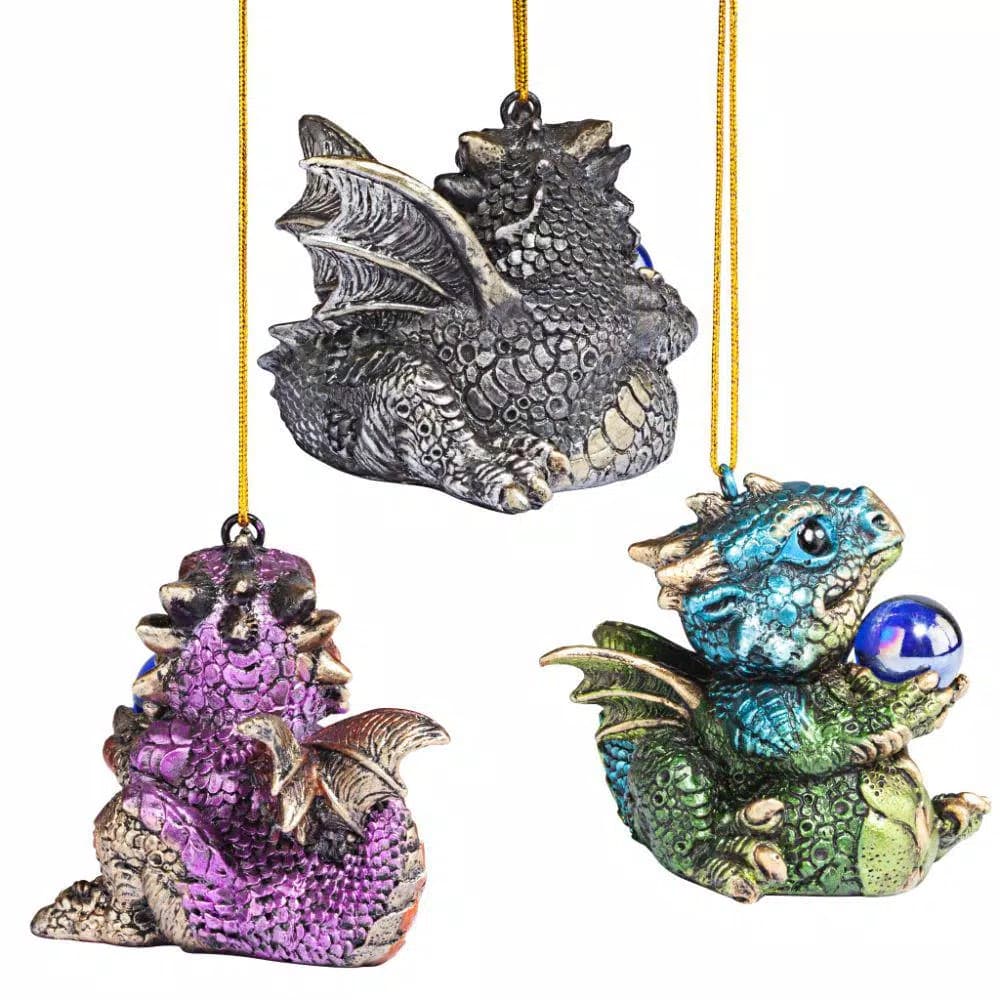 Design Toscano Three Dragon Virtues Gothic Holiday Ornament Set, 3-Piece