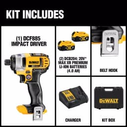 DEWALT 20V MAX Cordless 1/4 in. Impact Driver Kit with (2) 4.0 Ah Batteries, Charger & Bag thumbnail 2