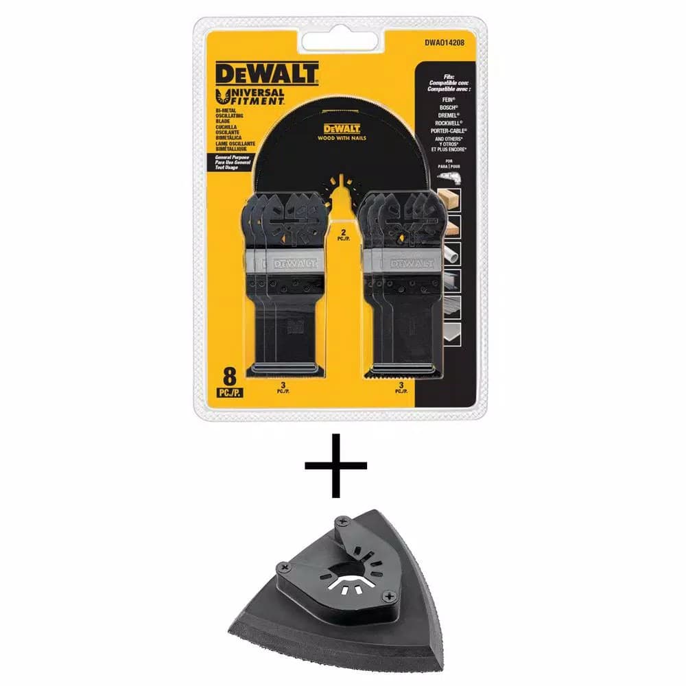 DEWALT 8-Piece Oscillating Tool Accessory Set with Sanding Pad and Cutting Blades