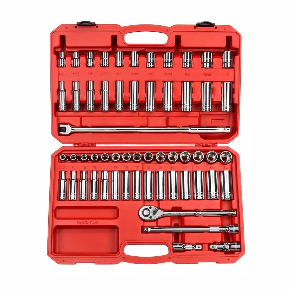 TEKTON 58-Piece 1/2 in. Drive Socket Set, 3/8-1 in. and 10-24 mm SAE/Metric