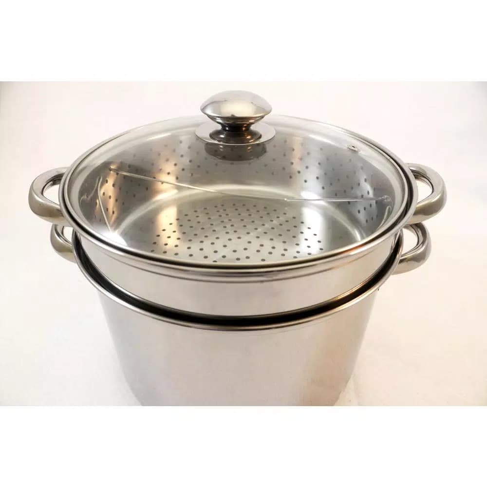 ExcelSteel 8 Qt. 4-Piece 18/10 Stainless Steel Multi-Cooker Set with Steamer and Pasta Baskets