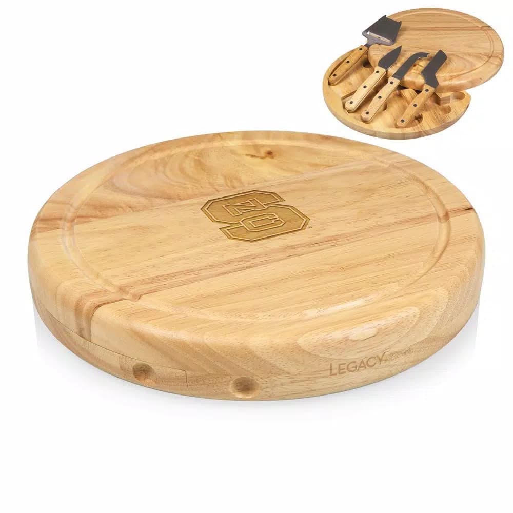 TOSCANA NC State Wolfpack Circo Wood Cheese Board Set with 4 Stainless Steel Tools