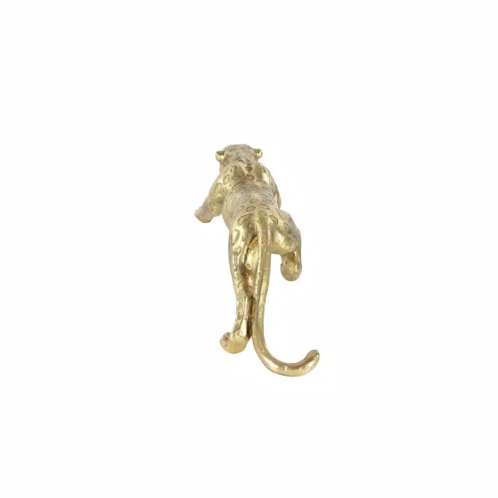 LITTON LANE 34 in. Wild Life Leopard Sculpture in Polished Gold Polystone