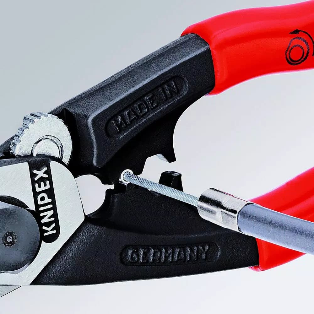 KNIPEX 7-1/2 in. Wire Rope Cutters with Dual-Comfort Grip and Tether Attachment