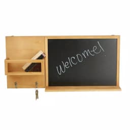 Mind Reader Brown Wall Mount Chalkboard Memo Board with Storage Hooks thumbnail 3