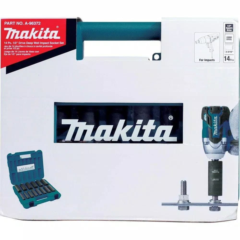 Makita 1/2 in. 6-Point Fractional Deep Impact Socket Set, 14-Piece