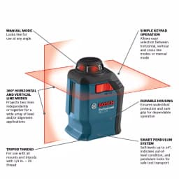 Bosch Factory Reconditioned GLL 2-20 S 360° Horizontal Cross Line Laser Level Kit, 65 ft. thumbnail 2