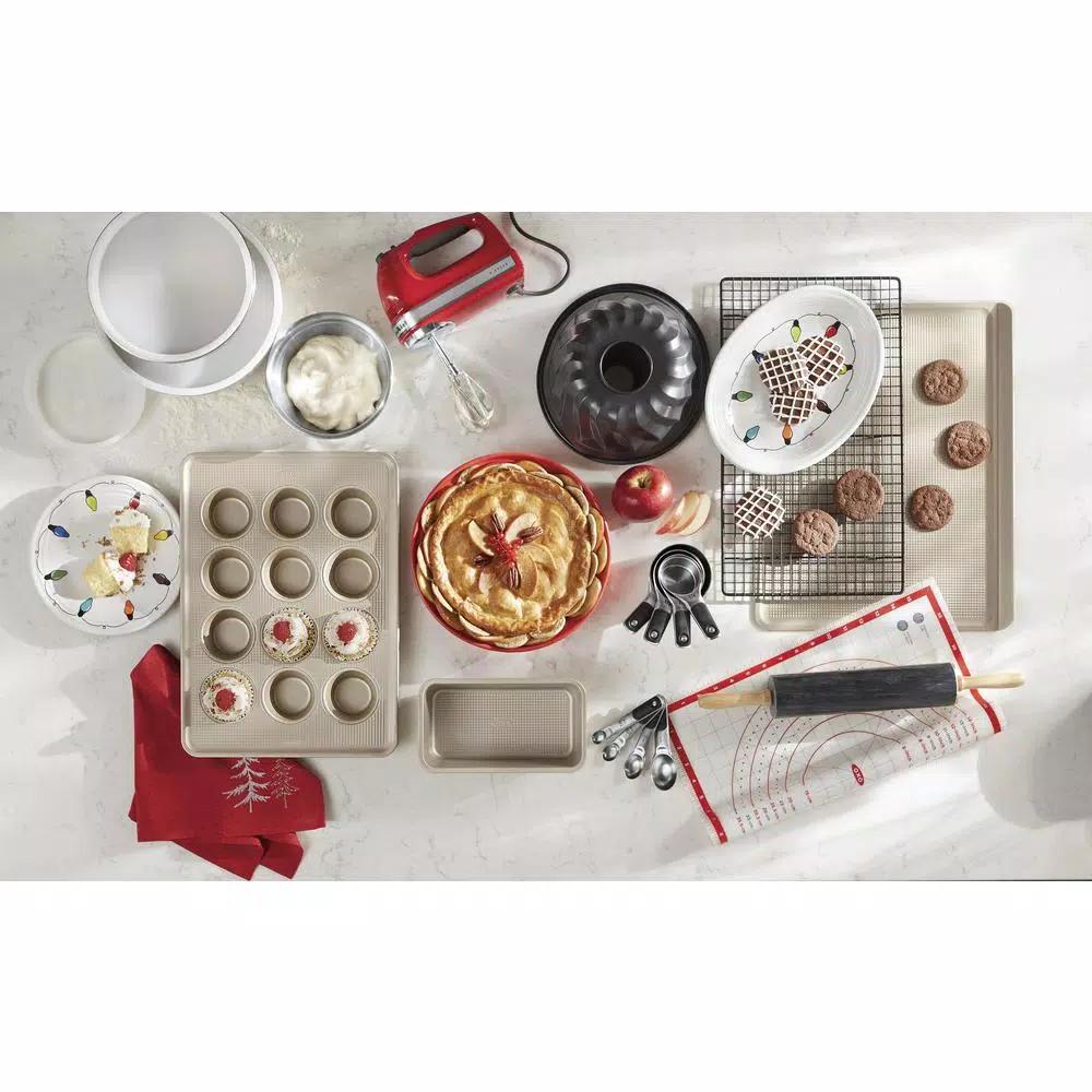 Home Basics Non-Stick Steel Fluted Bundt Cake Pan, Grey