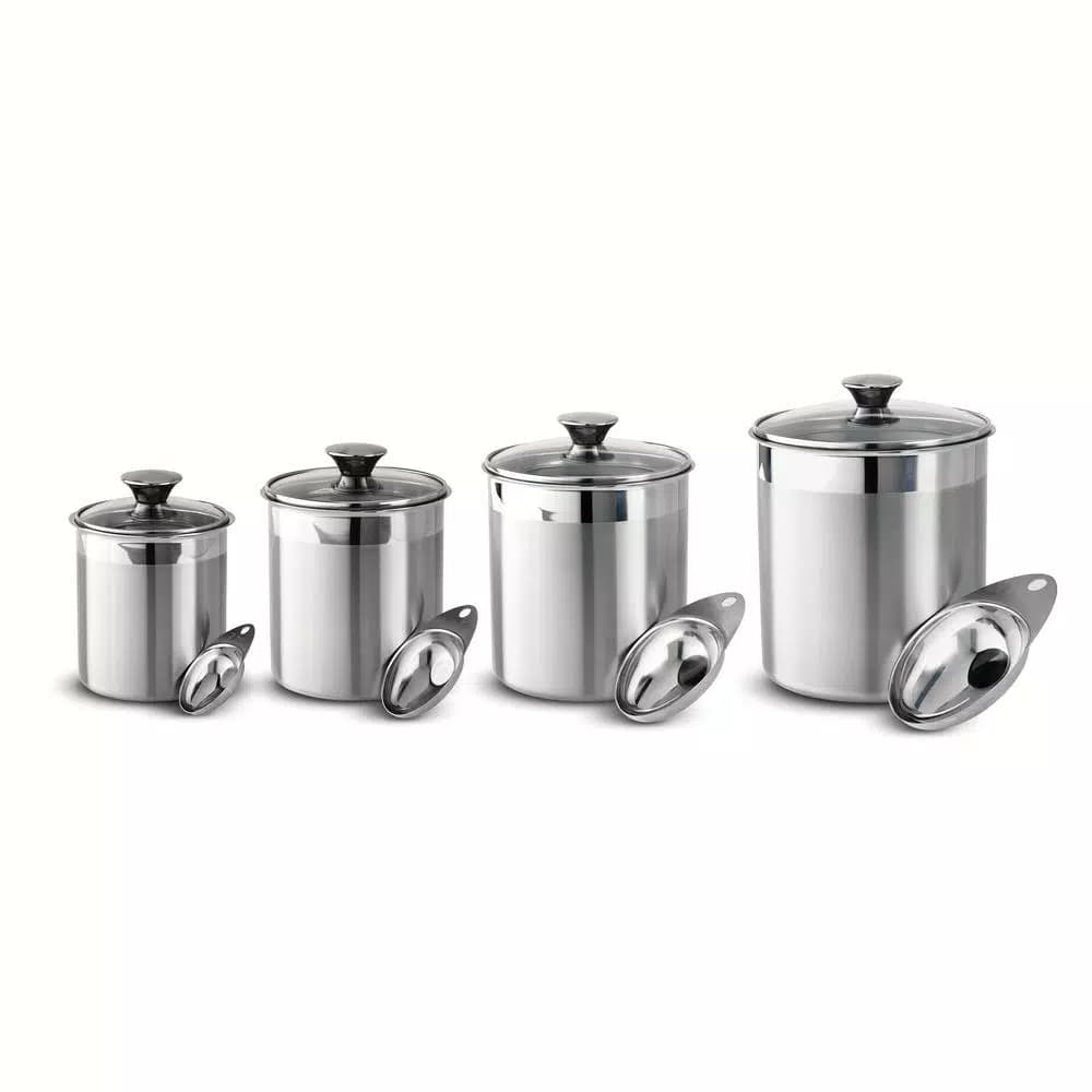 Tramontina Gourmet 8-Piece Stainless Steel Covered Canister and Scoop Set