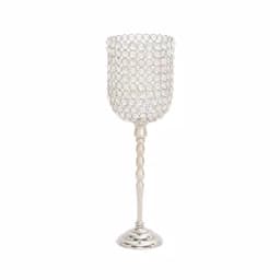 LITTON LANE Clear Acrylic and Aluminum Tall Inverted Bell Candle Holder thumbnail 2