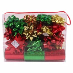 Santaland Designs Plus 36-Piece Metallic Gift Bow and Curling Ribbon Set - Red and Silver thumbnail 2