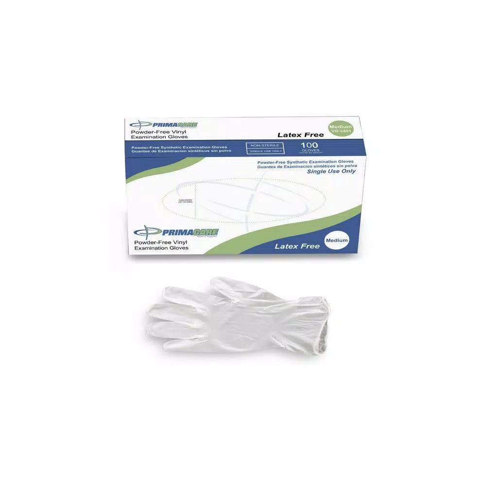 Unbranded Primacare Disposable Vinyl Gloves, Powder-Free, Latex-Free, White (10-Pack of 100 Count)