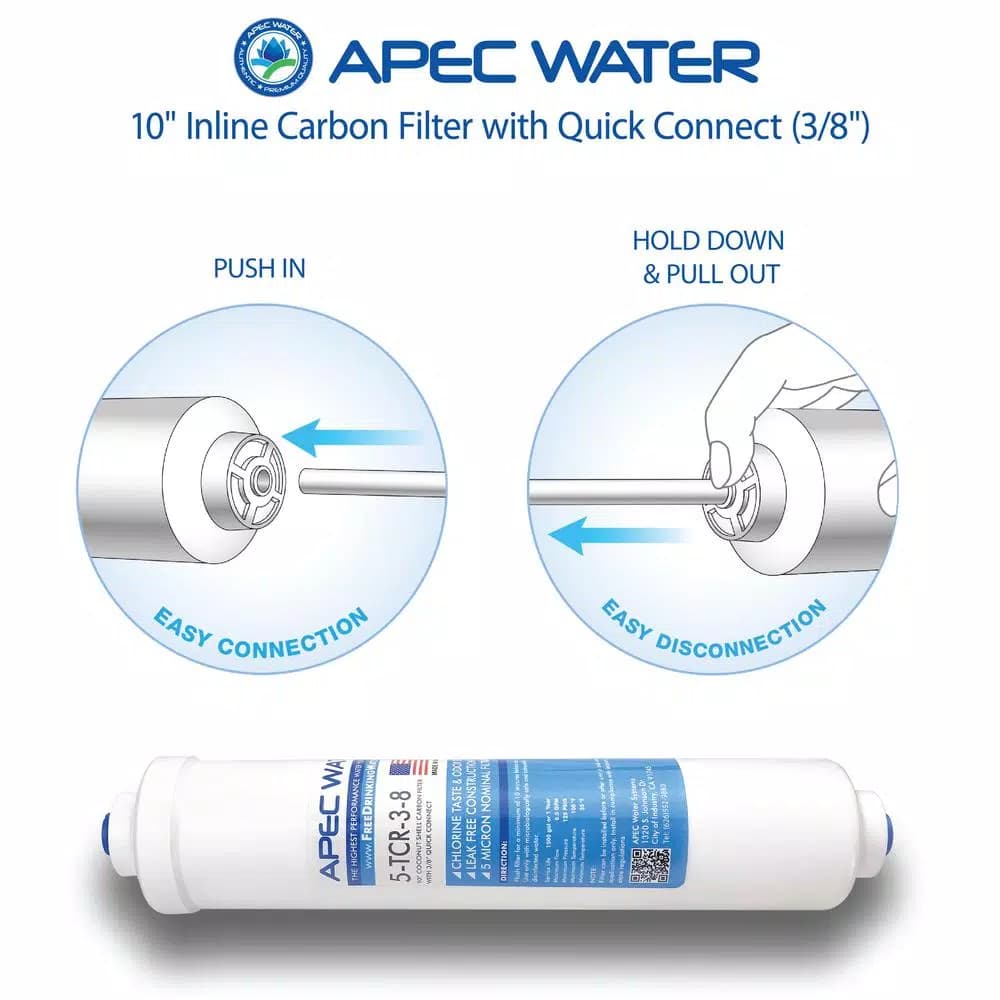 APEC Water Systems APEC Ultimate 10 in. Inline Carbon Filter with 3/8 in. Quick Connect