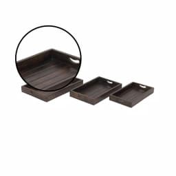 LITTON LANE Farmhouse Mahogany Mango Wood Slat Decorative Tray Set, Set of 3 thumbnail 4