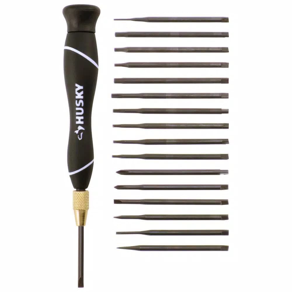 Husky 18-Piece Precision Screwdriver Set with Interchangeable Blades and Carrying Case