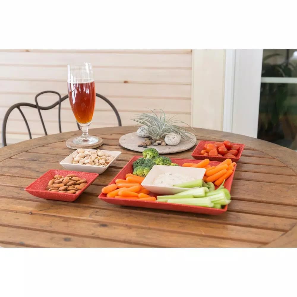 Unbranded EVO Sustainable Goods Red Eco-Friendly Wood-Plastic Composite Serving & Snack Set, 5-Piece