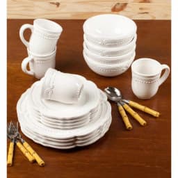 American Atelier Victoria 16-Piece White Earthenware Dinnerware Set, Service for 4 thumbnail 2