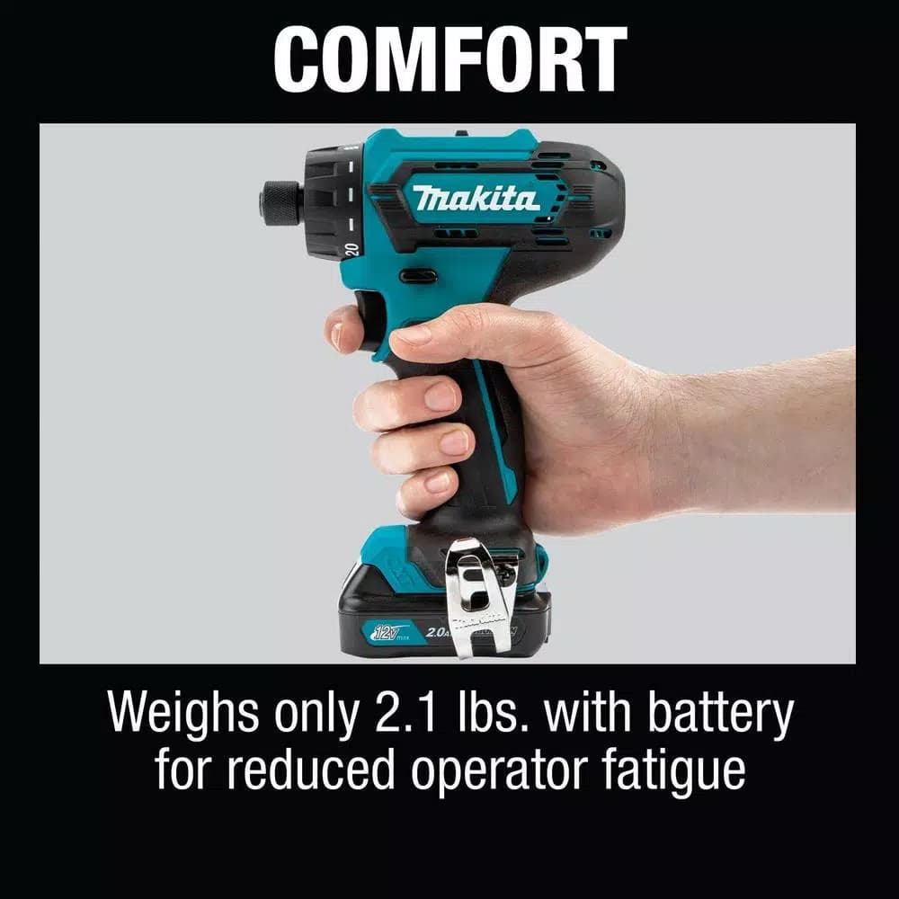 Makita 12V max CXT Cordless 1/4 in. Hex Screwdriver Kit, 2.0Ah