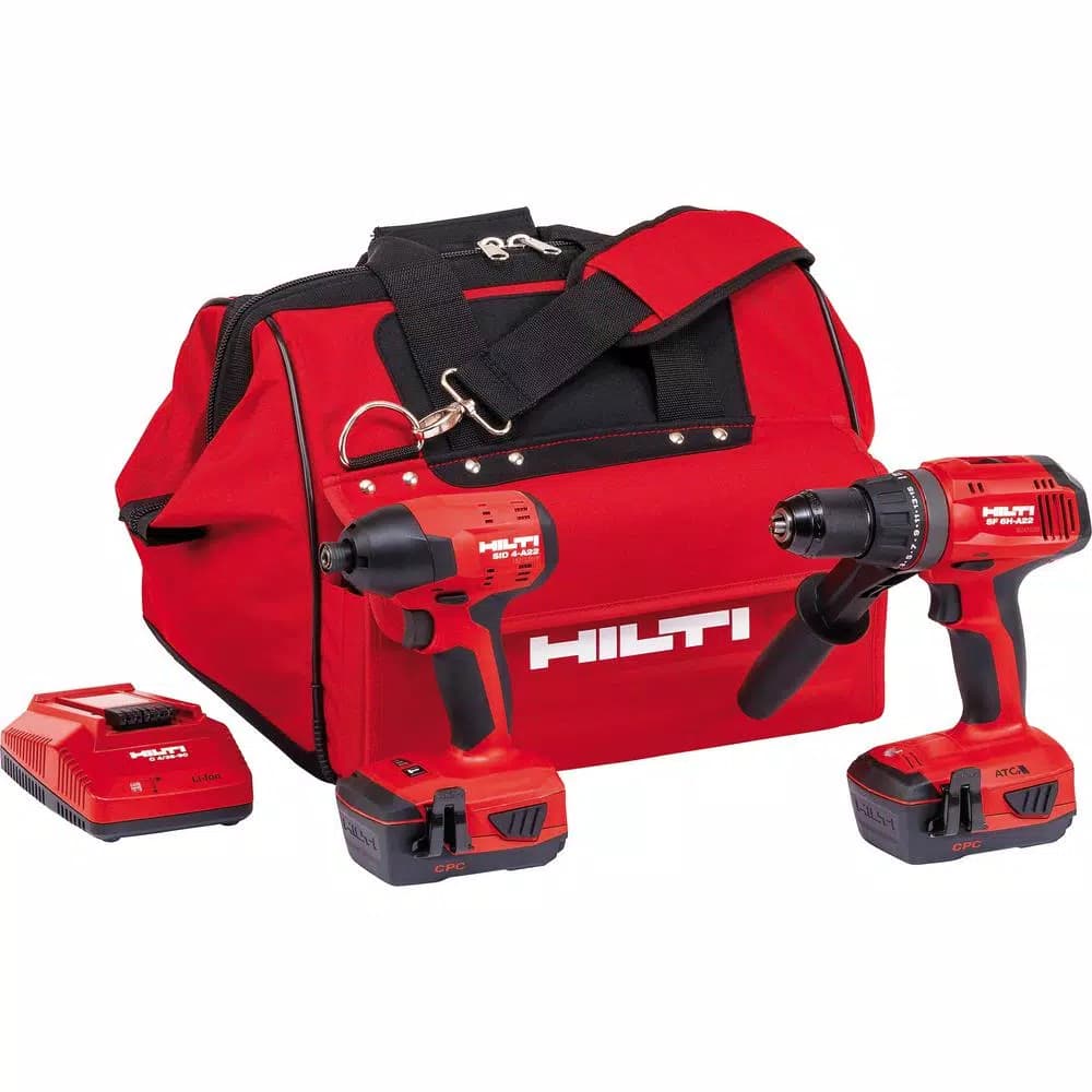 Hilti 22V Brushless Cordless Hammer Drill and Impact Driver Combo Kit with 2 Batteries and Charger