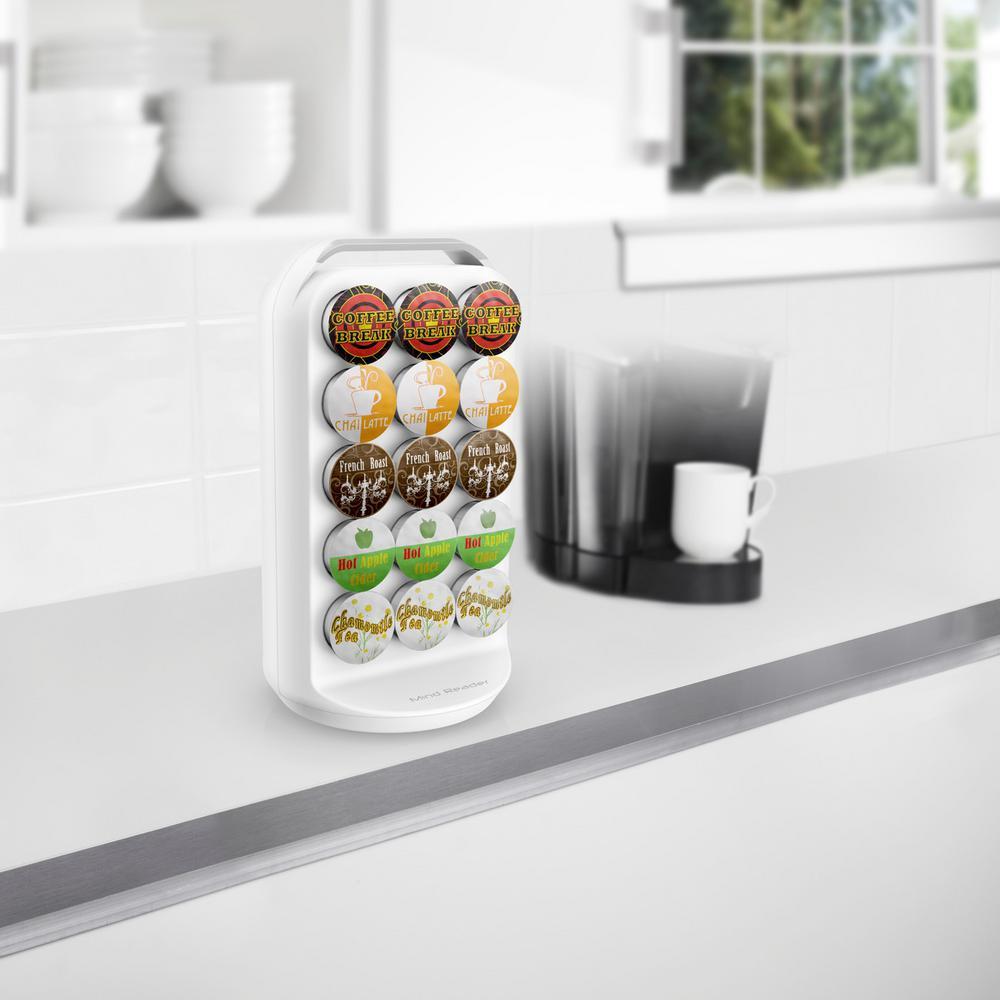 Mind Reader Apollo 30-Capacity White K-Cup Storage and Coffee Pod Carousel for Keurig