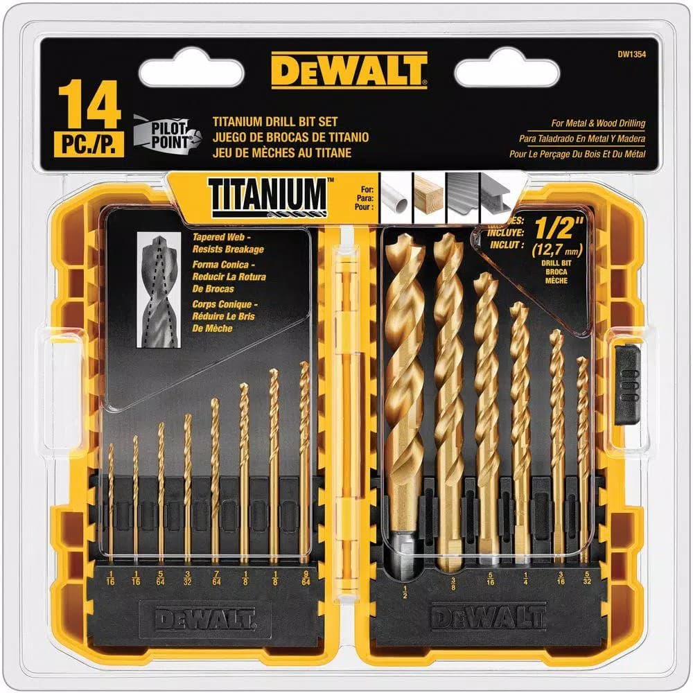 DEWALT 14-Piece Titanium Pilot Point Twist Drill Bit Set