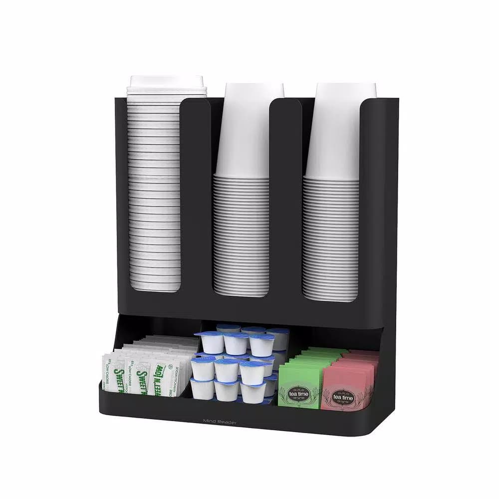 Mind Reader 2-Piece Coffee Pod Carousel and Condiment Organizer Set, Black