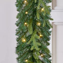 Home Accents Holiday 12 ft. Noble Fir Pre-Lit LED Christmas Garland with Timer, Warm White Micro Dot Lights thumbnail 8