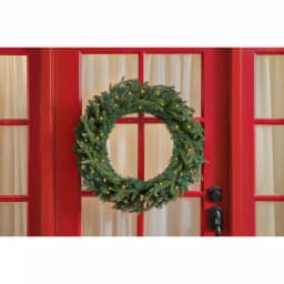 Home Accents Holiday 30 in. Mayfield Pre-Lit LED Artificial Balsam Fir Christmas Wreath with 35 Warm White Micro Dot Lights thumbnail 2