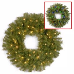 National Tree Company 24" Norwood Fir Artificial Wreath with 50 Dual Color LED Lights, Battery Operated thumbnail 1