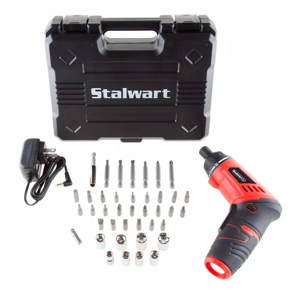 Stalwart 3.6V Lithium Ion Cordless Screwdriver Set, 40-Piece Dual Position Kit