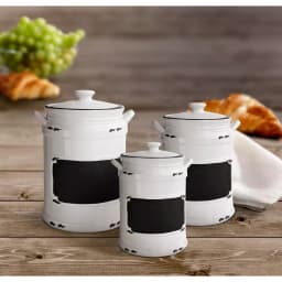 American Atelier Vintage 3-Piece Ceramic Canister Set with Lids - White/Black thumbnail 2