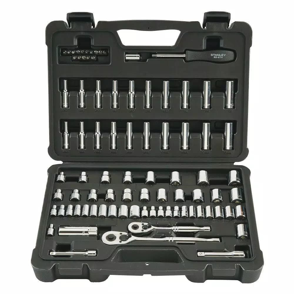 Stanley 85-Piece 1/4 in. and 3/8 in. Socket Set, SAE and Metric