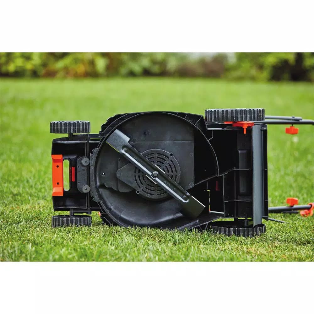 BLACK+DECKER 15 in. 10 Amp Corded Electric Walk Behind Push Lawn Mower with Bagger