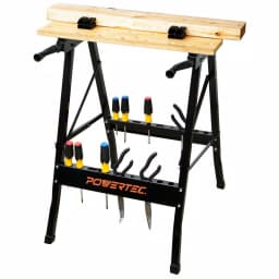 POWERTEC Portable Workbench with Bamboo Top and Heavy-Duty Steel Frame thumbnail 4