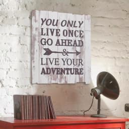 Stonebriar Collection Weathered White Wood "Live Your Adventure" Wall Art - 15.5 in. Square Rustic Wood Sign thumbnail 1